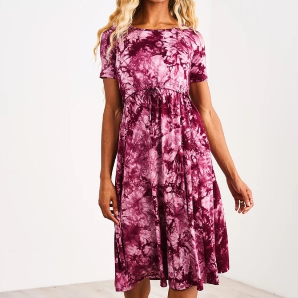 Latched Mama Drawstring Midi Nursing Dress